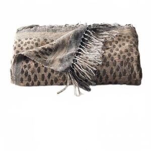 CB2 Sabor Brown Linen and Silk Throw - Elegant Animal Print